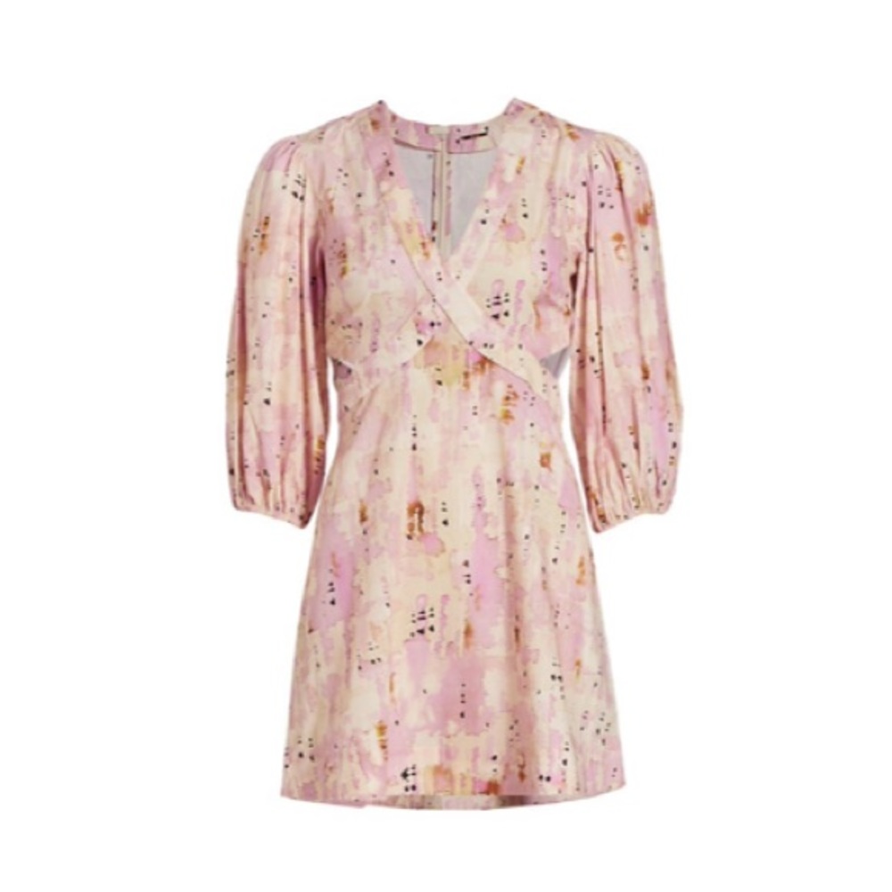 Alexis Pink Watercolor Print Mini Dress